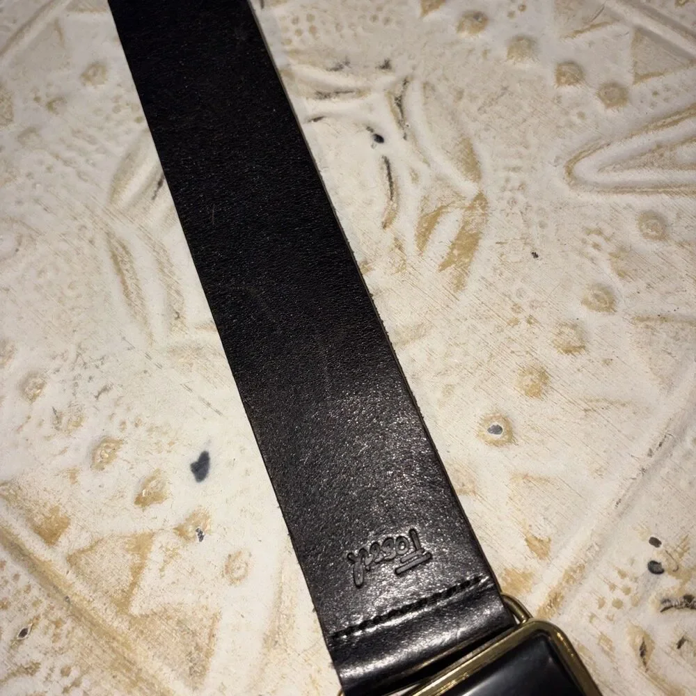 Fossil Leather Belt Gem Belt Buckle